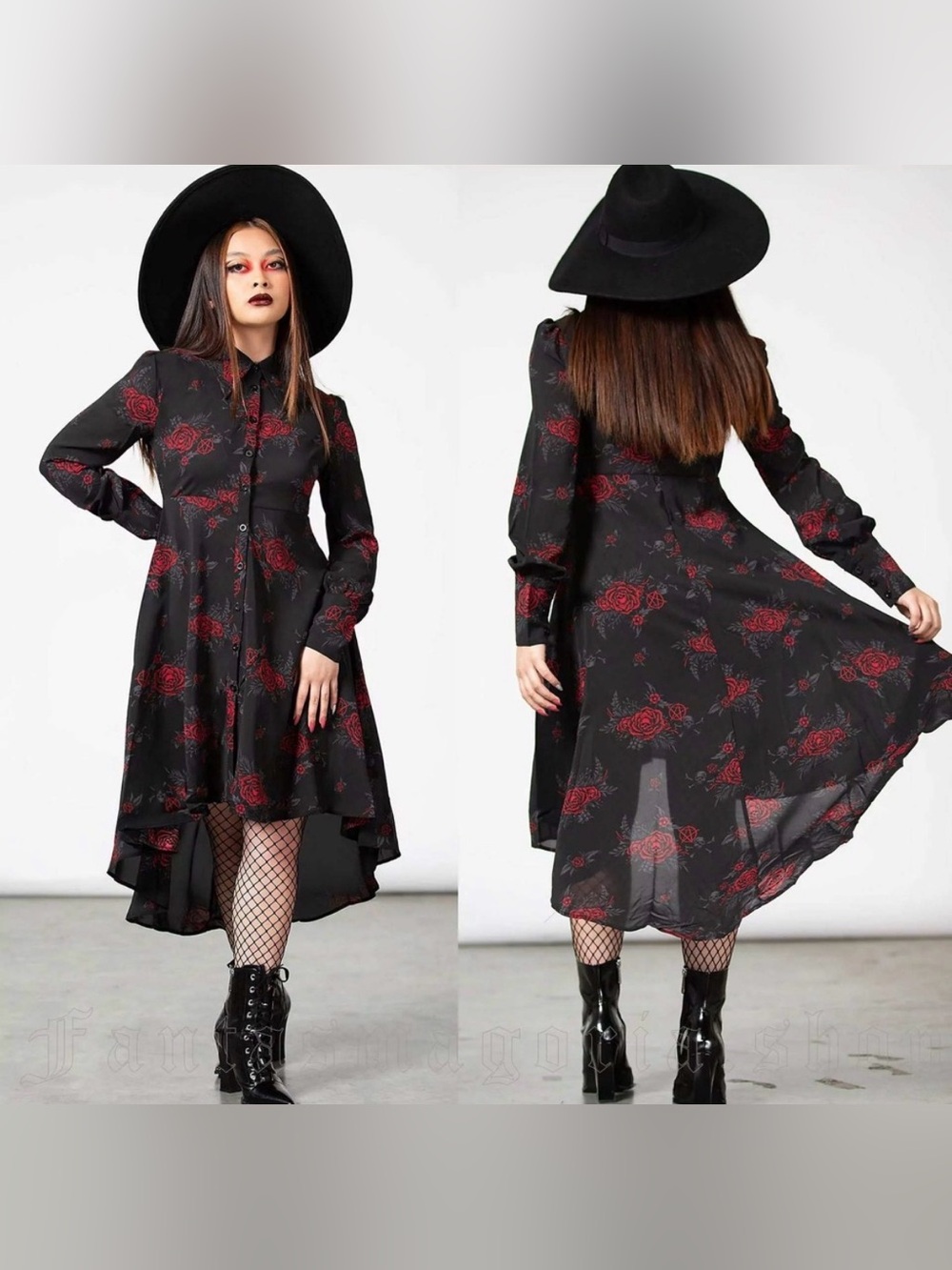 KILLSTAR Black and Red Long Sleeve Dress